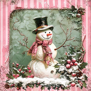 Pink Snowman Sign, DCO-102210, Sign For Wreath, 10x10in Metal Sign